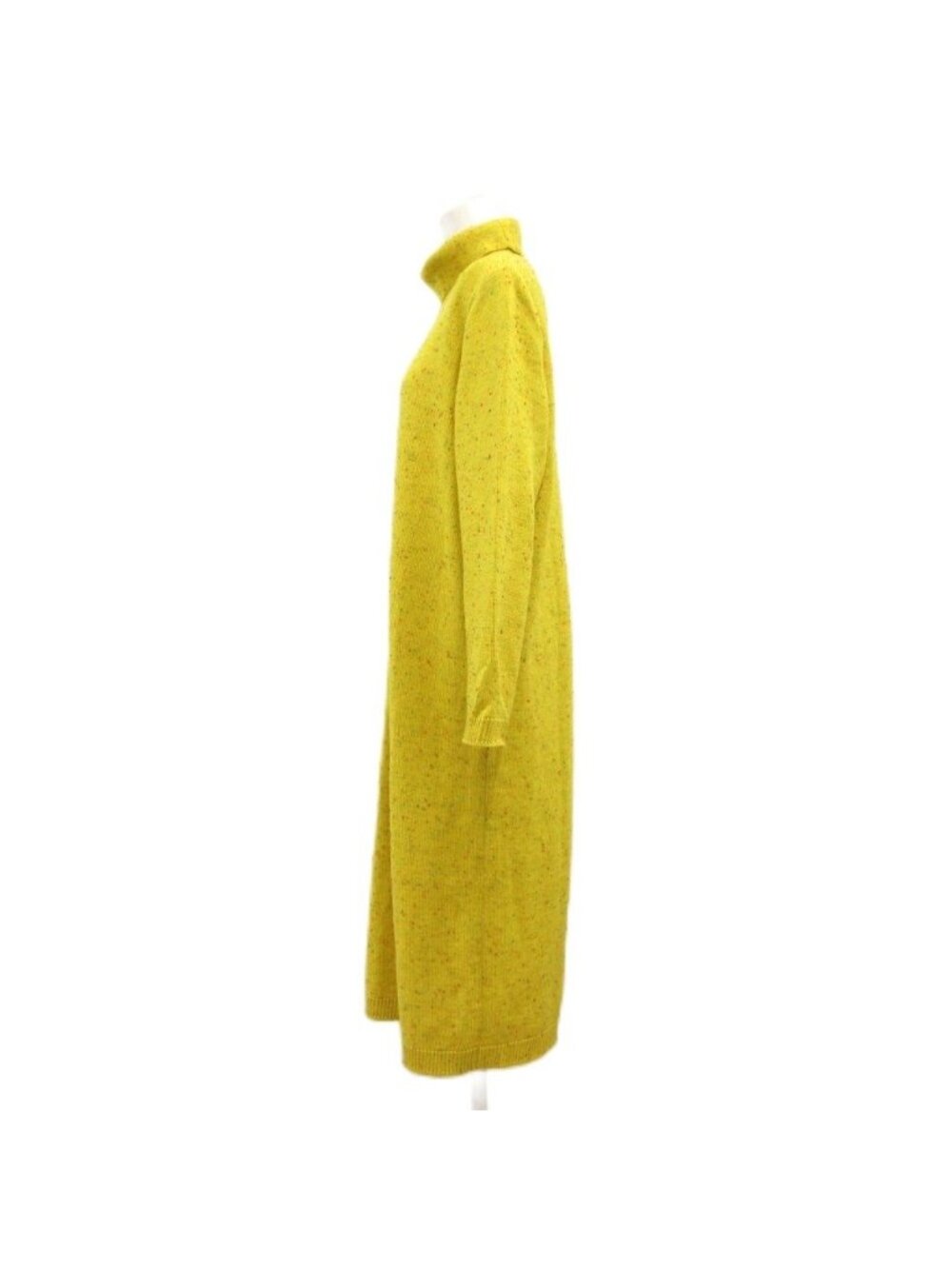 Saint Laurent Vintage Long Dress Knit Long Sleeve Nep Turtleneck Yellow MG M - Picture 3 of 6